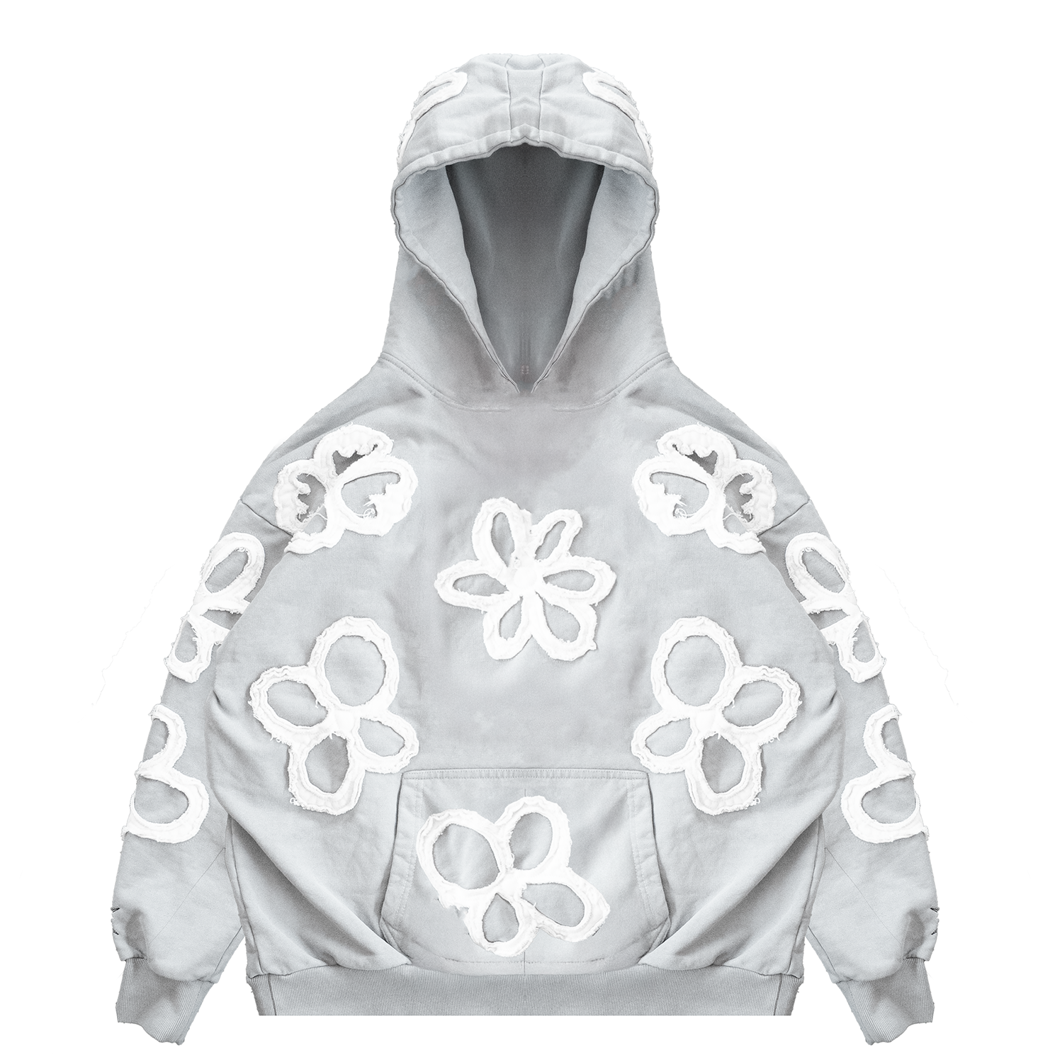 FLOWER APPLIQUE HOODIE (GRAY) – All Star Elite