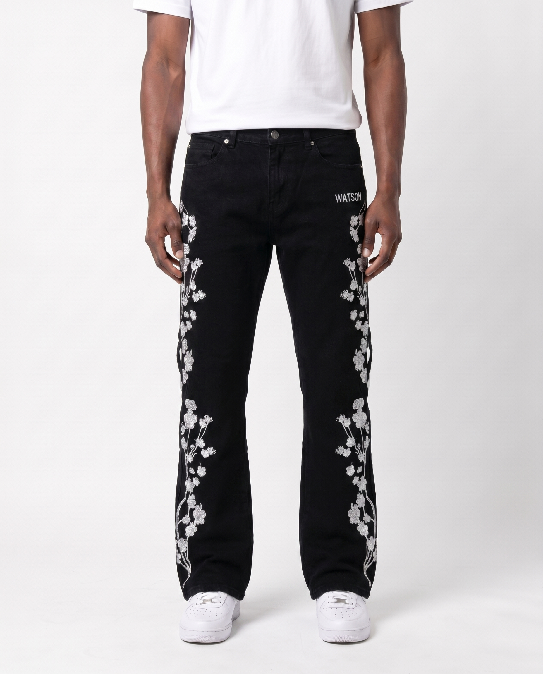 新品未開封✮HYEON blossom pants / black WHITE CHERRY BLOSSOM DENIM PANTS (BLACK) – All Star Elite