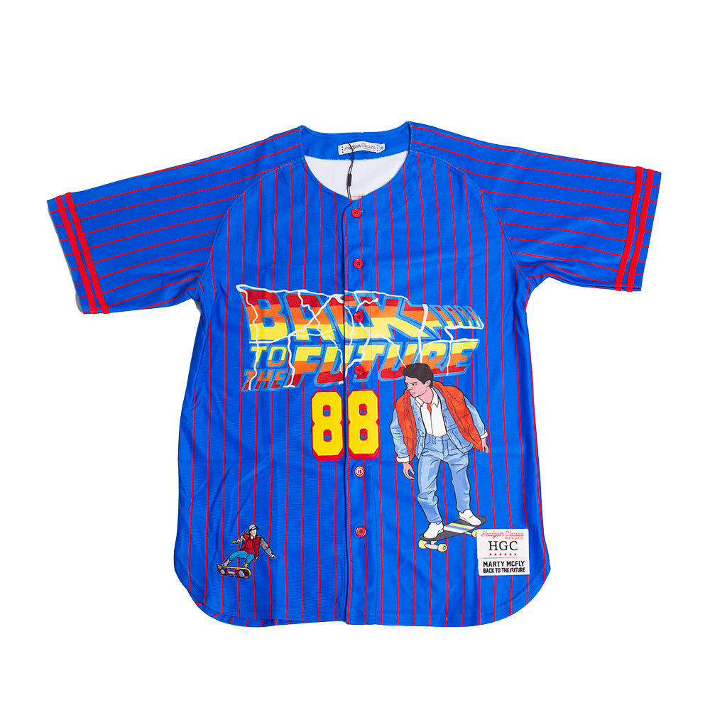 MARTY MCFLY FLASHBACK YOUTH BASEBALL JERSEY ROYAL - Allstarelite.com