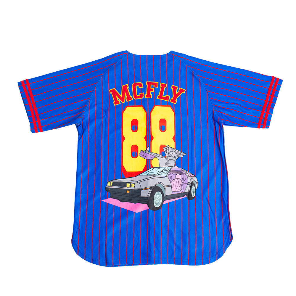 MARTY MCFLY FLASHBACK YOUTH BASEBALL JERSEY ROYAL - Allstarelite.com