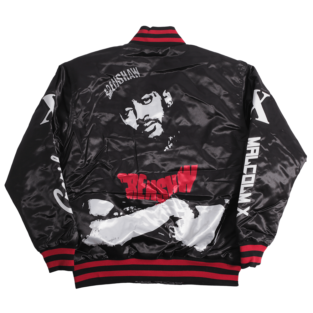 NIPSEY HUSSLE MALCOLM X SATIN JACKET RED - Allstarelite.com