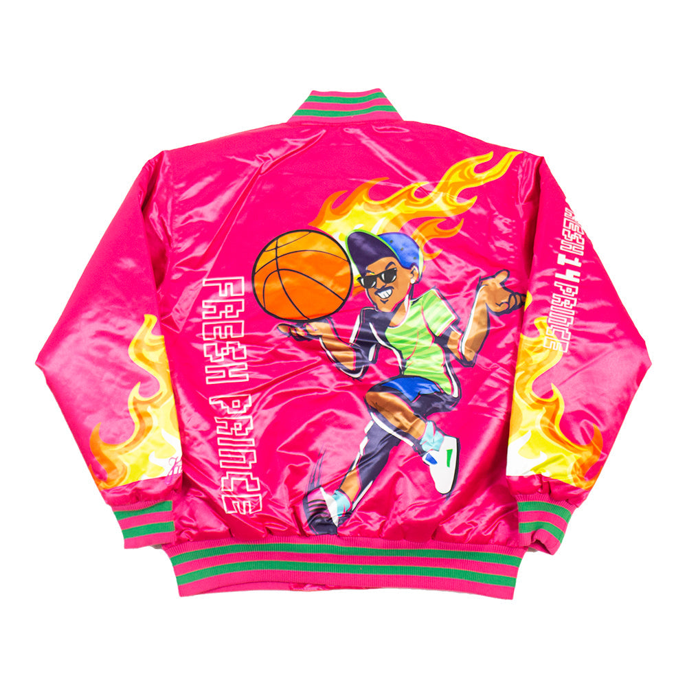 PINK FRESH PRINCE FLAMES SATIN JACKET - Allstarelite.com