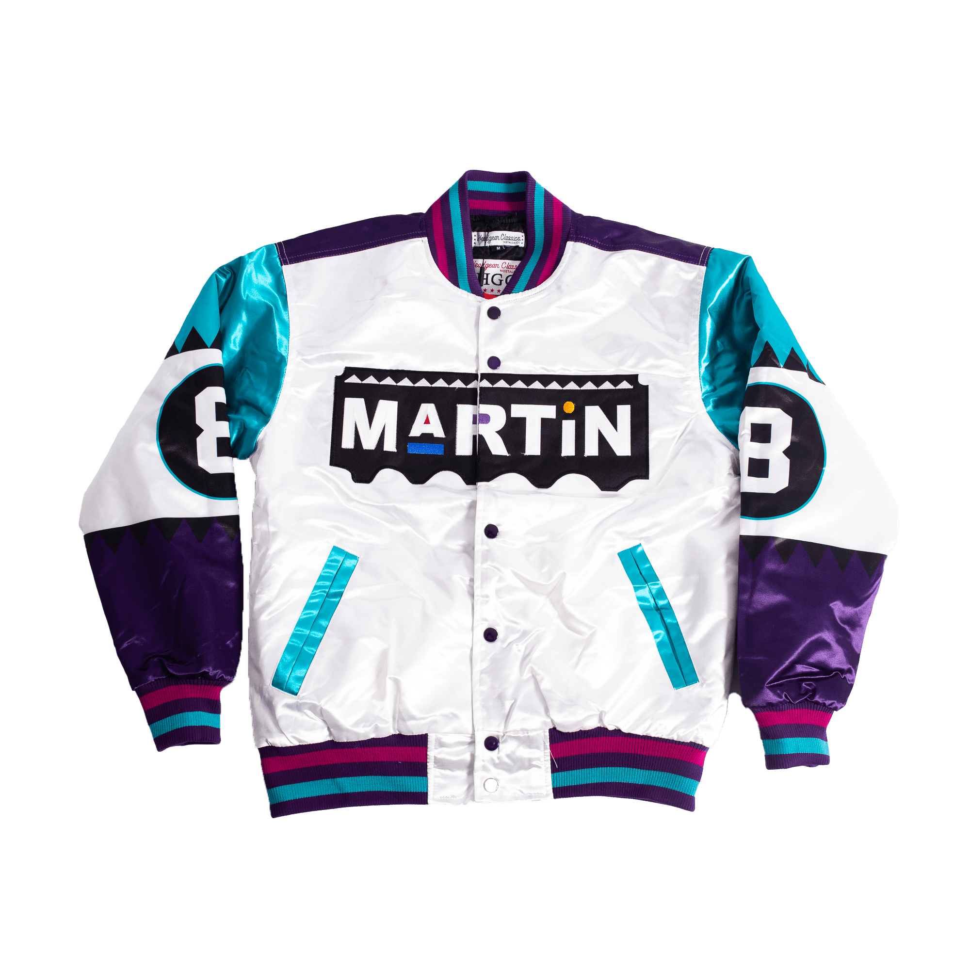 WHITE MARTIN 8 BALL SATIN JACKET – All Star Elite