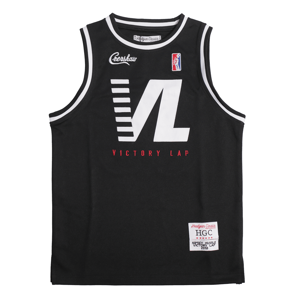 YOUTH BLACK NIPSEY HUSSLE VICTORY LAP BASKETBALL JERSEY - Allstarelite.com