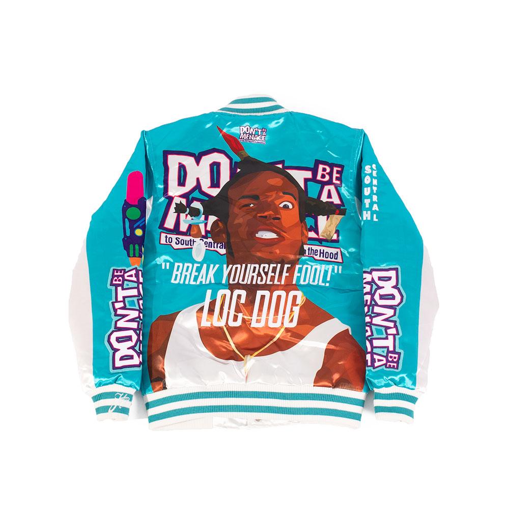 YOUTH DON'T BE A MENACE ALL OVER SATIN JACKET LIGHT BLUE - Allstarelite.com