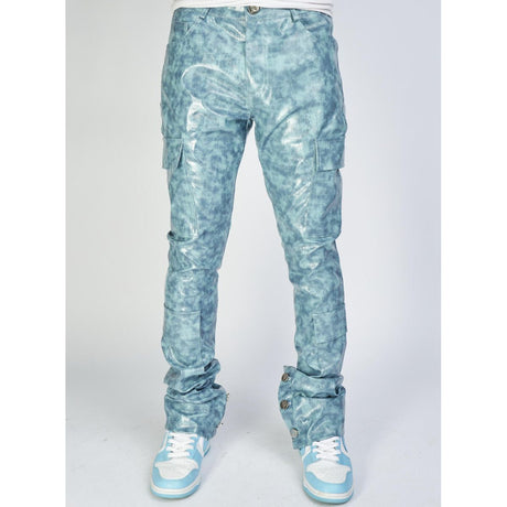 Politics Jeans - Harris - Alligator Leather Stacked Flare with Embroidery - Blue  - 565