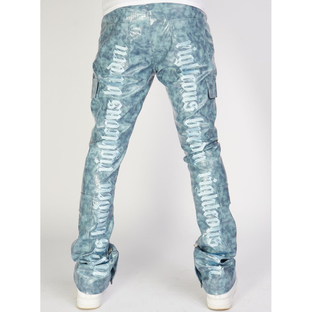 Politics Jeans - Harris - Alligator Leather Stacked Flare with Embroidery - Blue  - 565
