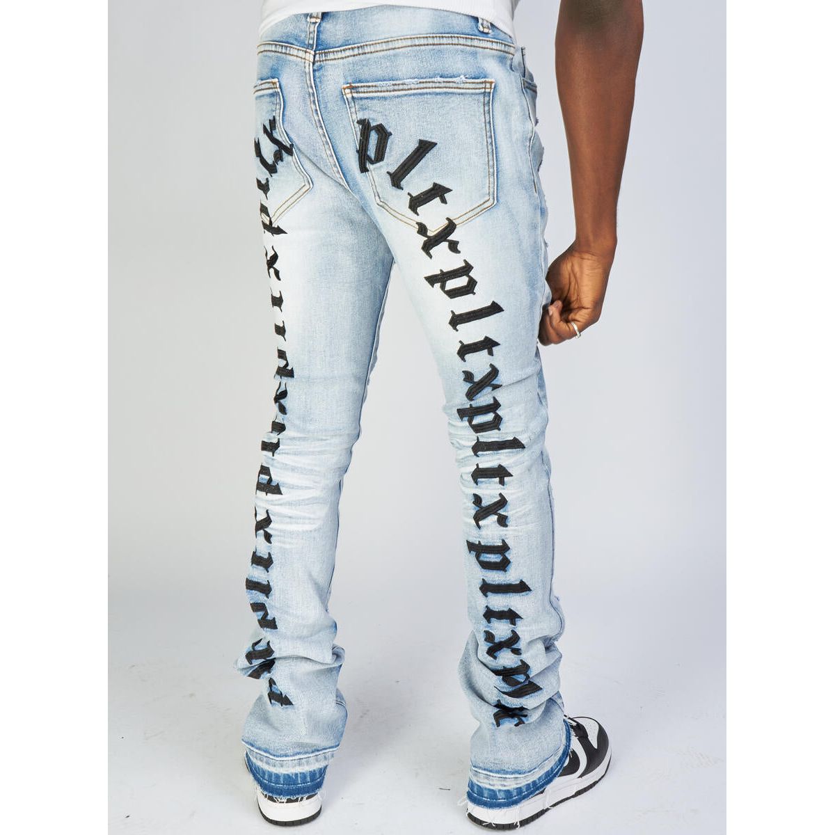 Politics Jeans - Mac - Embroidered Skinny Stacked Flare - Light Blue And Black - 511