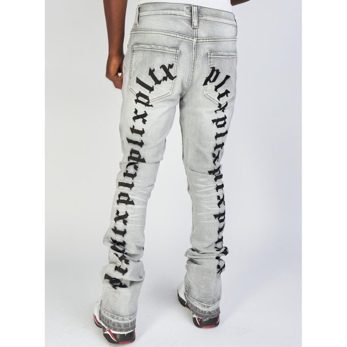 Politics Jeans - Mac - Embroidered Skinny Stacked Flare - Grey And Black - 507