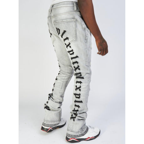 Politics Jeans - Mac - Embroidered Skinny Stacked Flare - Grey And Black - 507