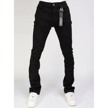 Politics Jeans - Mac - Embroidered Skinny Stacked Flare - Black And White - 509