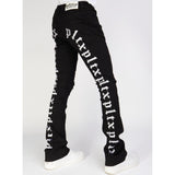 Politics Jeans - Mac - Embroidered Skinny Stacked Flare - Black And White - 509