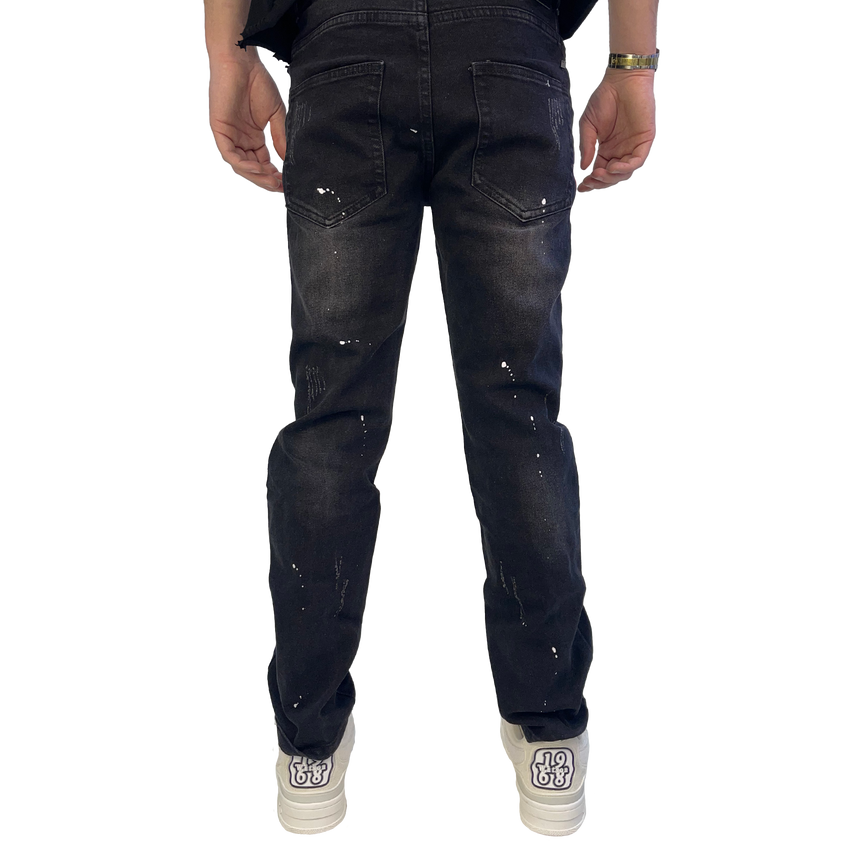 BLACK DISTRESSED MULTI RIP WATSON DENIM