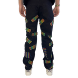 BLACK ALL OVER FRAYED PATCHWORK WATSON DENIM