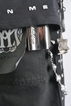 WATSON DIAMOND CROSS PIN BLACK DENIM SHORTS
