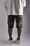MULTI RHINESTONE BLACK DENIM CARPENTER SHORTS