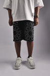 WATSON STAR RHINESTONE PATTERN BLACK DENIM SHORTS