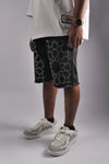 WATSON STAR RHINESTONE PATTERN BLACK DENIM SHORTS