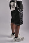 WATSON STAR RHINESTONE PATTERN BLACK DENIM SHORTS