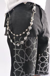 WATSON STAR RHINESTONE PATTERN BLACK DENIM SHORTS