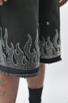 WATSON FLAME BLACK DENIM SHORTS