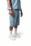WATSON LIGHT WASH DENIM EMBELLISHED DENIM SHORTS