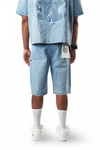 WATSON LIGHT WASH DENIM EMBELLISHED DENIM SHORTS