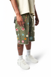 WATSON CROCHET FLOWER JADE DENIM SHORTS