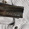WATSON MULTI APPLIQUE PATCHWORK WHITE AND BLACK PINSTRIPE BUTTON DOWN SHIRT