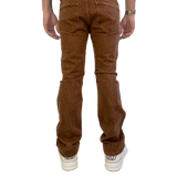 BROWN ALL OVER EMBELLISHED RHINESTONE CRYSTAL WATSON DENIM