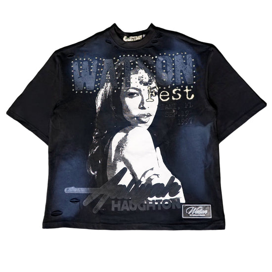 Watson Fest Alliyah Black Tshirt, black and white short-sleeve T-shirt