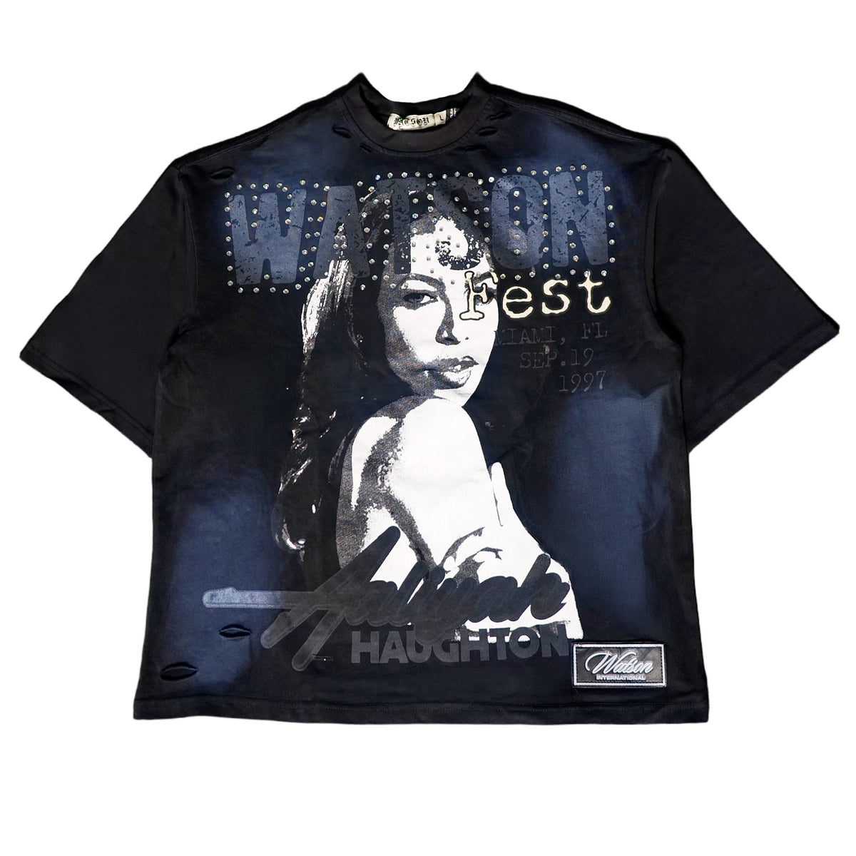 Watson Fest Alliyah Black Tshirt, black and white short-sleeve T-shirt
