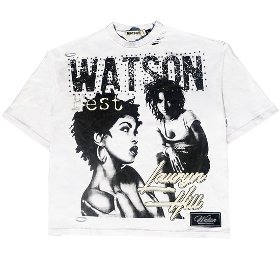 Watson Fest Lauryn Hill White Tshirt, white and black short-sleeve T-shirt