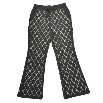 WATSON DIAMOND PATTERN EMBELLISHED BLACK PANTS