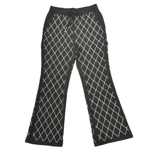 WATSON DIAMOND PATTERN EMBELLISHED BLACK PANTS
