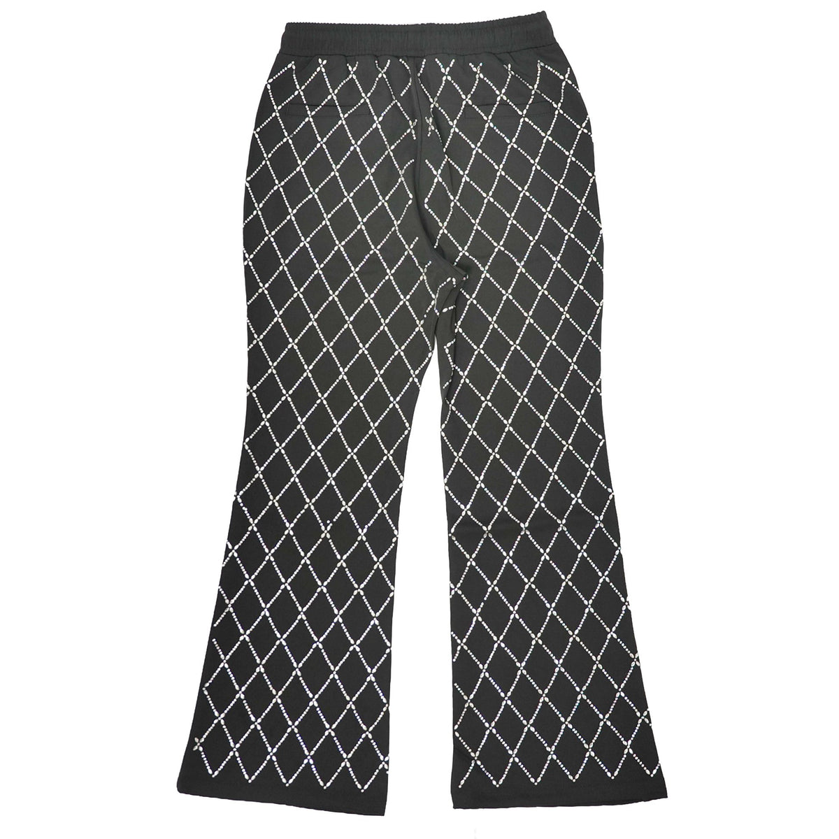 WATSON DIAMOND PATTERN EMBELLISHED BLACK PANTS