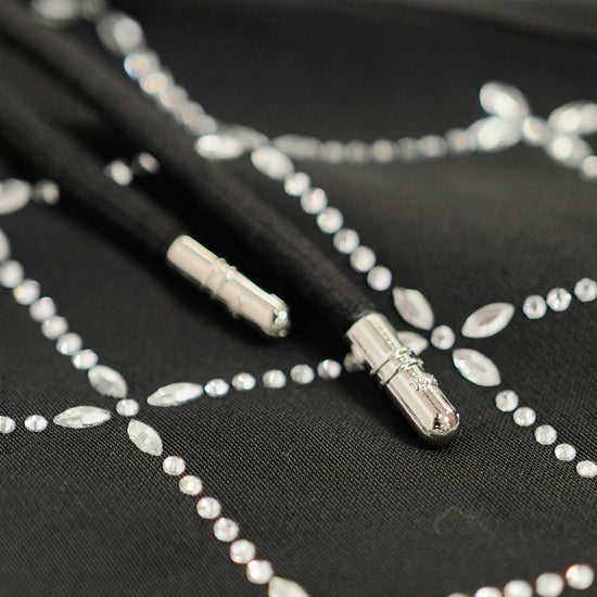 WATSON DIAMOND PATTERN EMBELLISHED BLACK PANTS