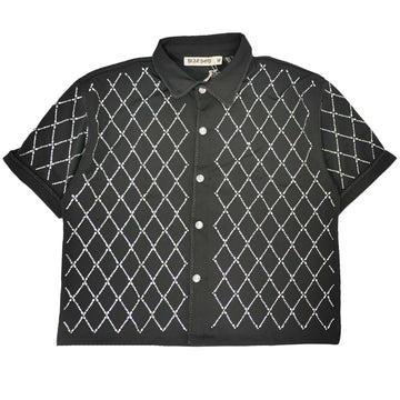 WATSON ROPE DIAMOND EMBELLISHED BLACK BUTTON SHIRT