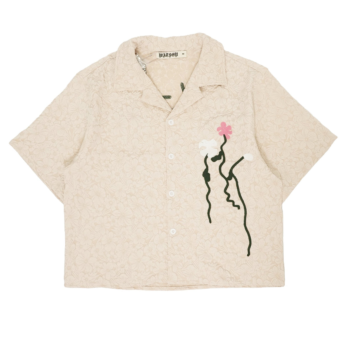 WATSON GIVE ME FLOWERS JACQUARD SHORT SLEEVE BUTTON UP SHIRT