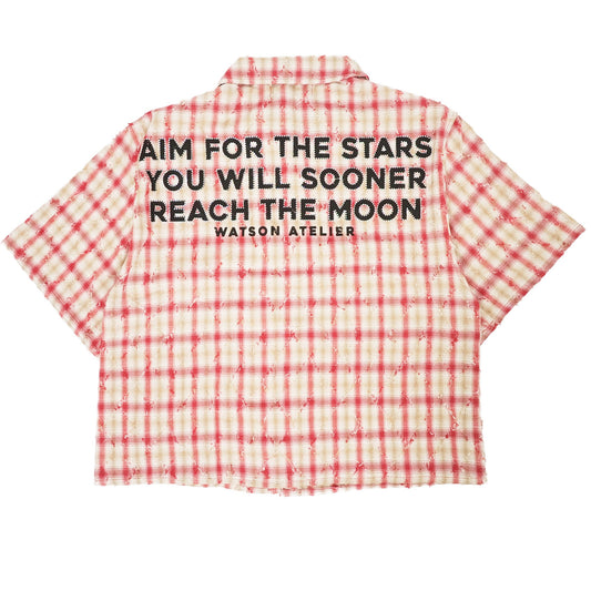 WATSON SHORT REACH THE MOON RED SHORT SLEEVE FLANNEL SHIRT