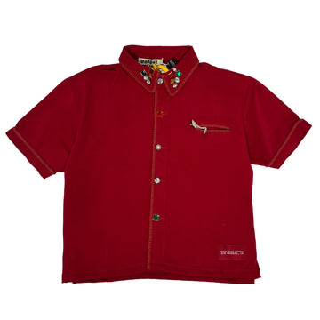 WATSON ROPE EMBELLISHED COLLAR RED DAHLIA BUTTON SHIRT