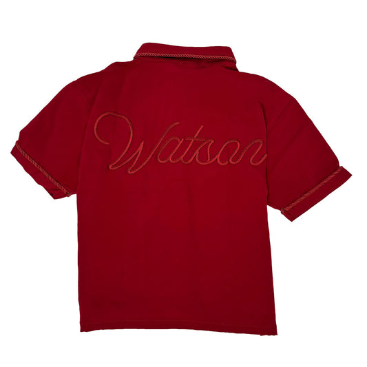 WATSON ROPE EMBELLISHED COLLAR RED DAHLIA BUTTON SHIRT