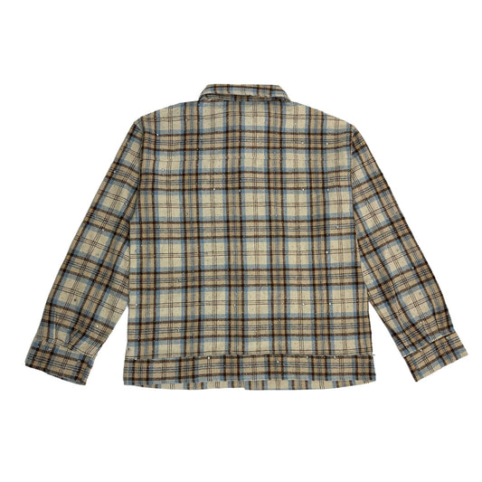 WATSON SPIDER WEB CRYSTAL ICE BLUE DIP DYE FLANNEL SHIRT