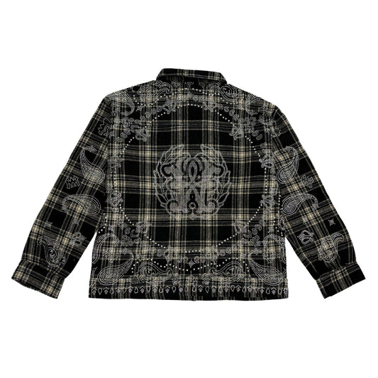 WATSON PAISLEY RHINESTONE BLACK FLANNEL SHIRT