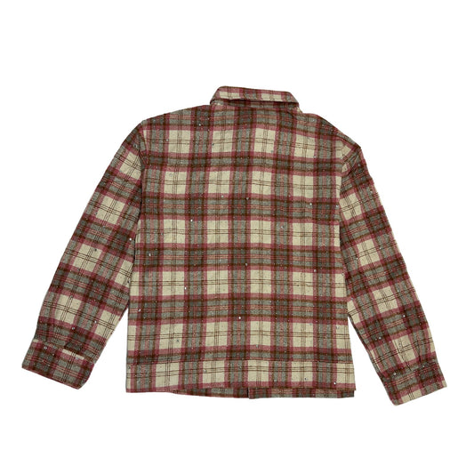 WATSON SPIDER WEB CRYSTAL BROWN AND PINK DIP DYE FLANNEL SHIRT