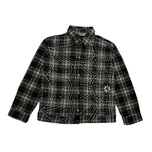 WATSON SPIDER WEB CRYSTAL BLACK AND WHITE DIP DYE FLANNEL SHIRT