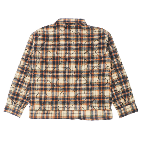 Watson Applique Cross Flannel Shirt, navy, orange and white plaid long-sleeve flannel – alternate view 2