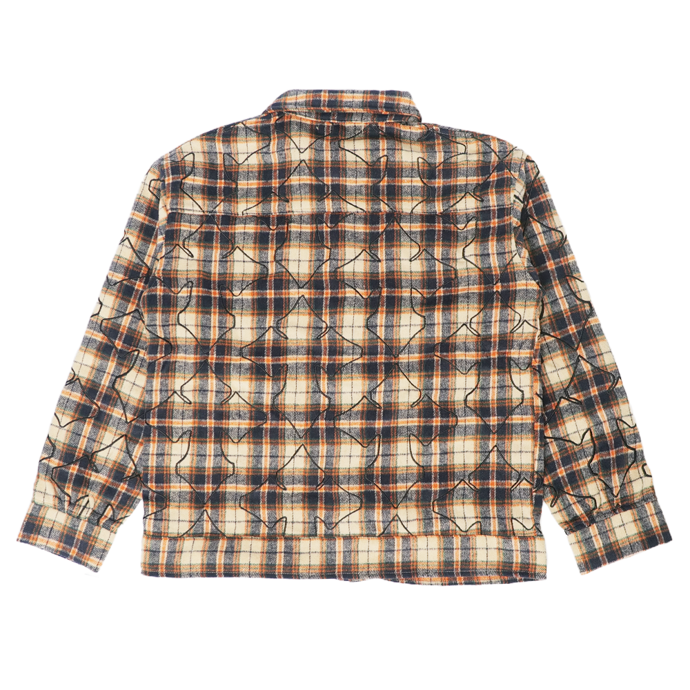 Watson Applique Cross Flannel Shirt, navy, orange and white plaid long-sleeve flannel – alternate view 2