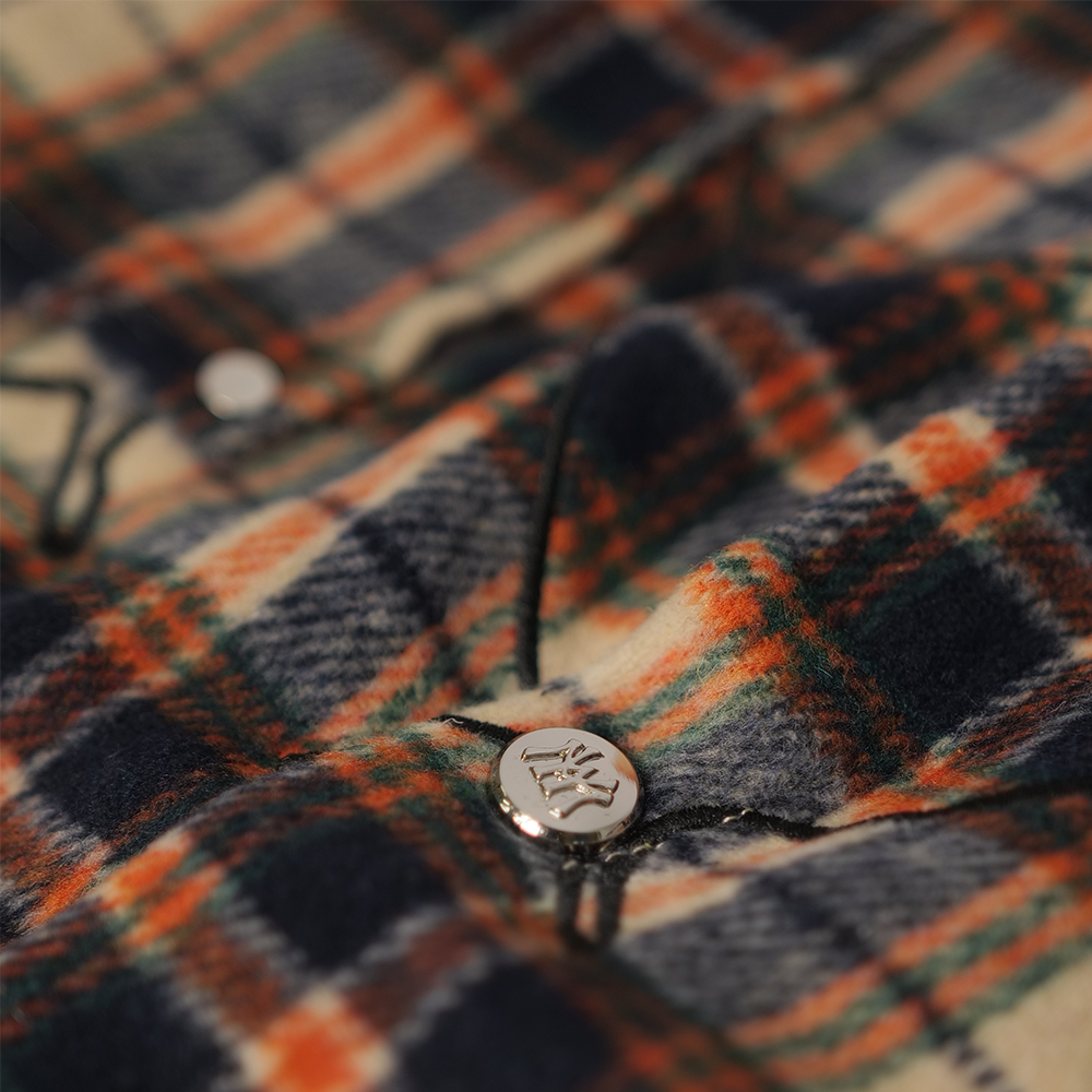 Watson Applique Cross Flannel Shirt, navy, orange and white plaid long-sleeve flannel – alternate view 3