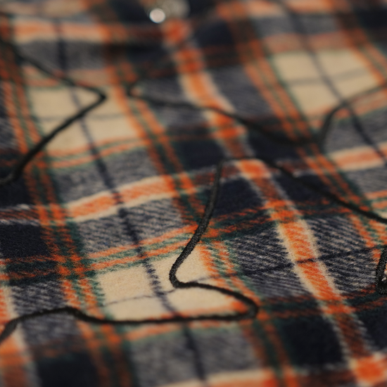 Watson Applique Cross Flannel Shirt, navy, orange and white plaid long-sleeve flannel – alternate view 4